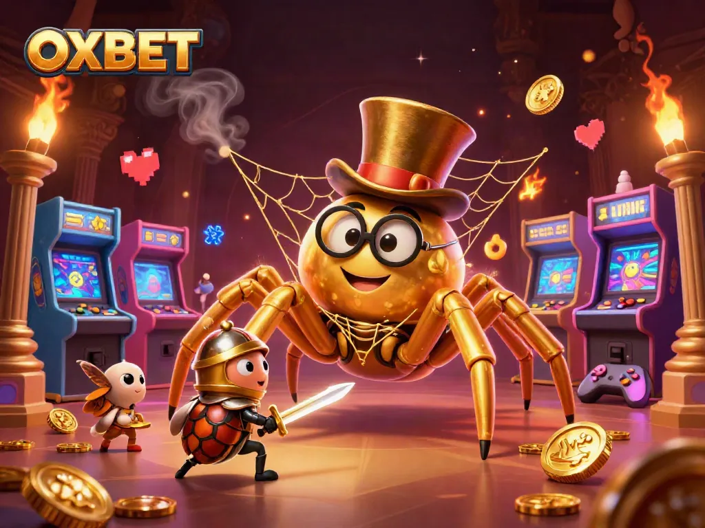 Experience thrilling OXBET casino action with vibrant characters and gaming elements in a dynamic illustration.
