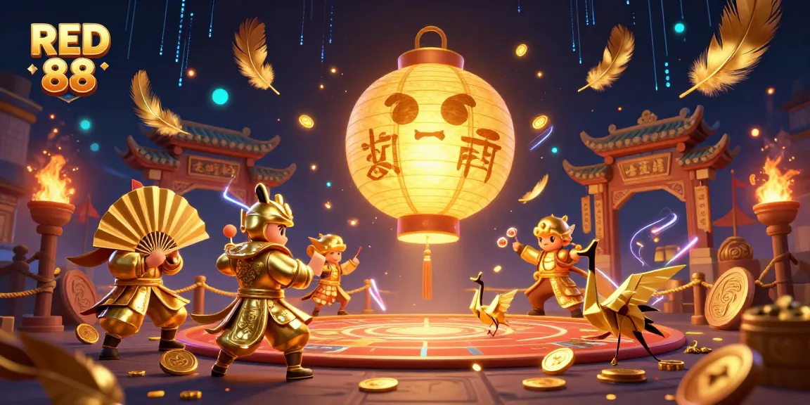Experience the thrilling world of RED 88 with dynamic casino gaming visuals and vibrant characters.