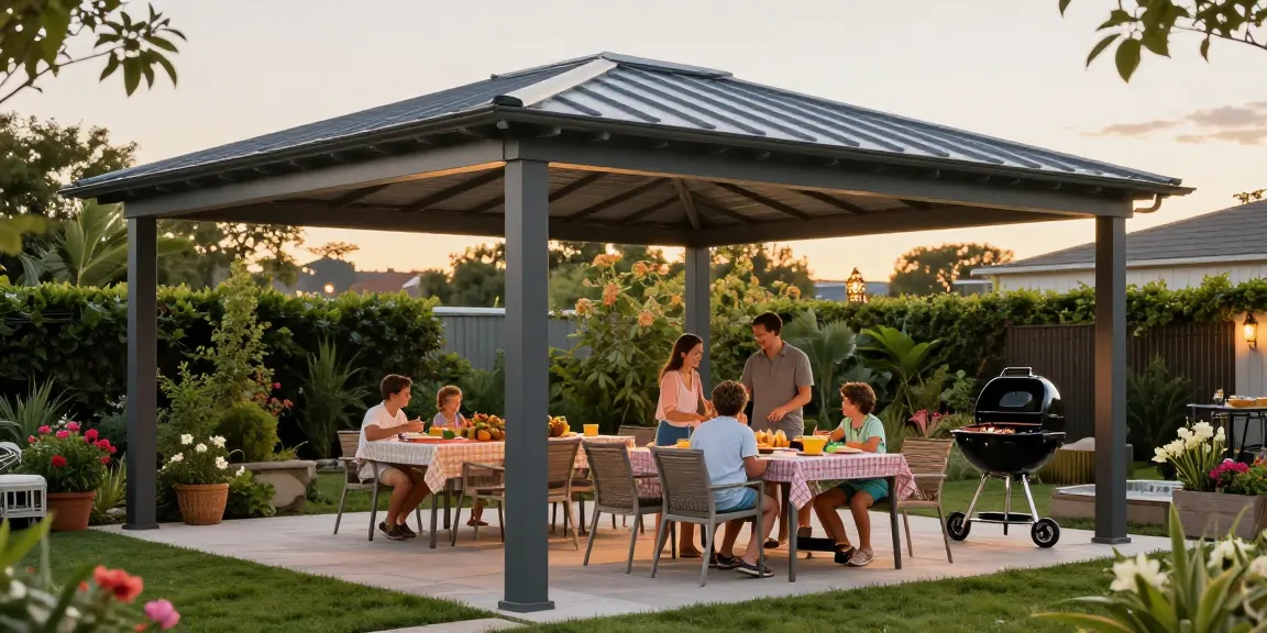 Moderne Terrassenüberdachungen schaffen ein einladendes Ambiente für Familienfeiern und Gartenpartys.